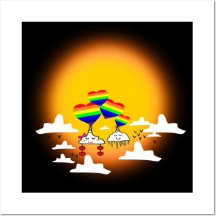 cloud unicorn rainbow love pride sunset Posters and Art